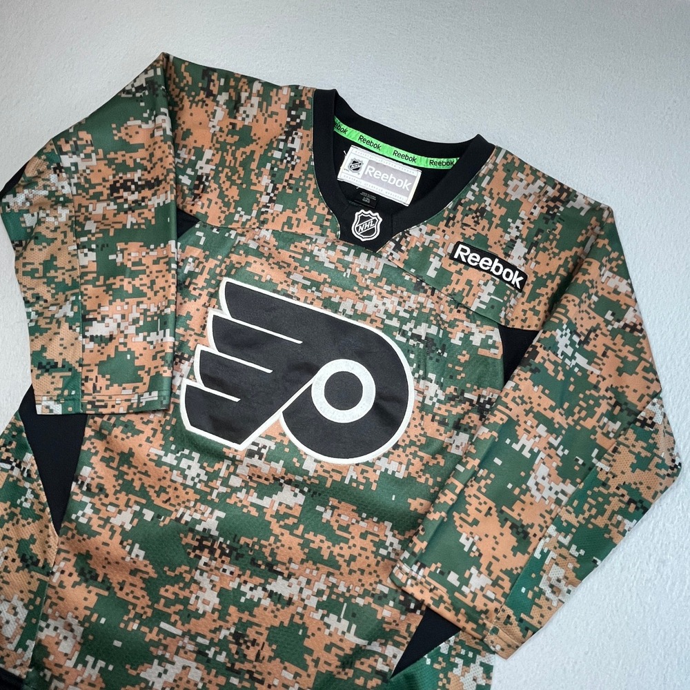Reebok Philadelphia Flyers NHL Hockey Jersey Camo Green Mens L/XL‎ Blank